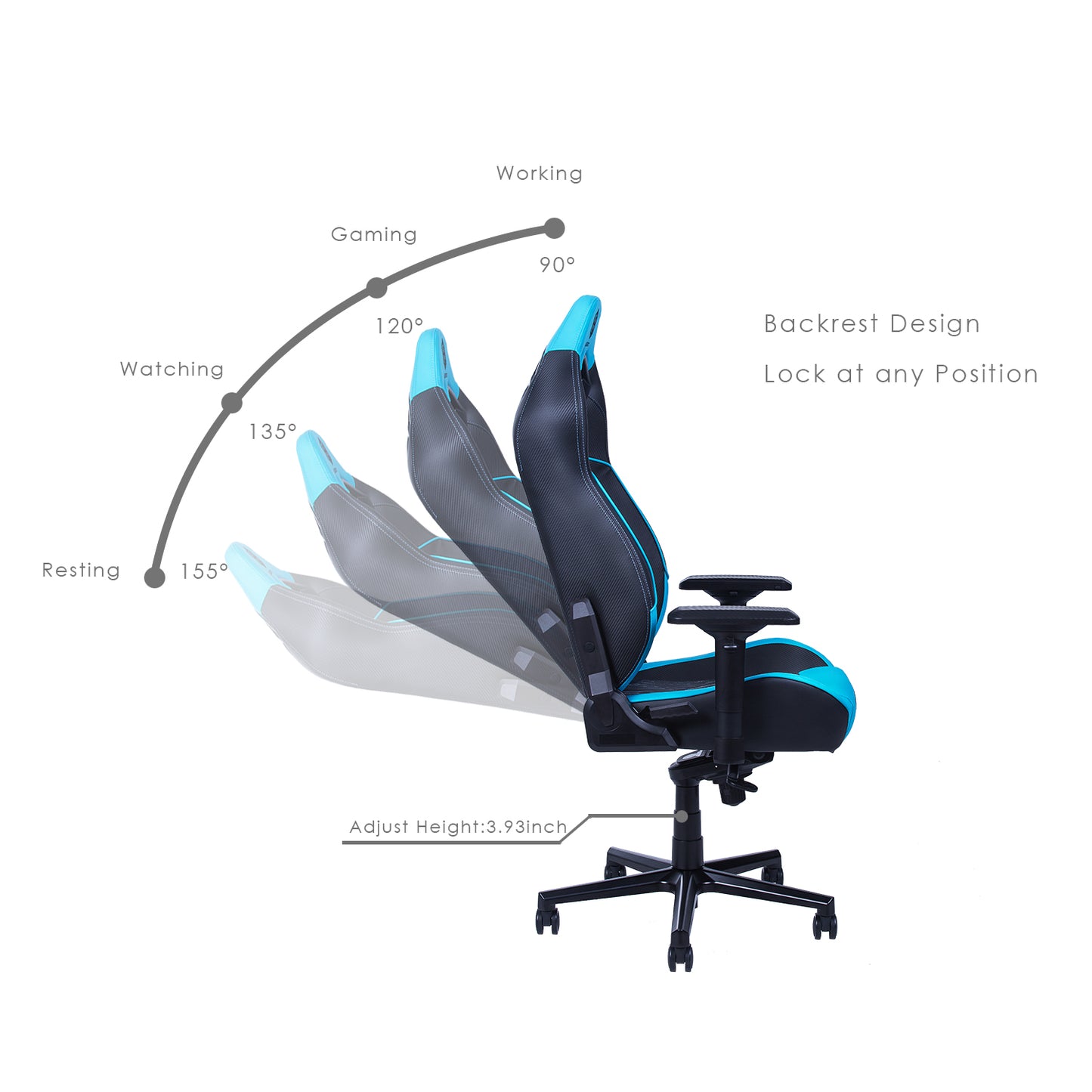 Hobot Flying Shark PU Gaming Chair with Wide Seat Heavy Duty  Chair Adjustable Home Chair