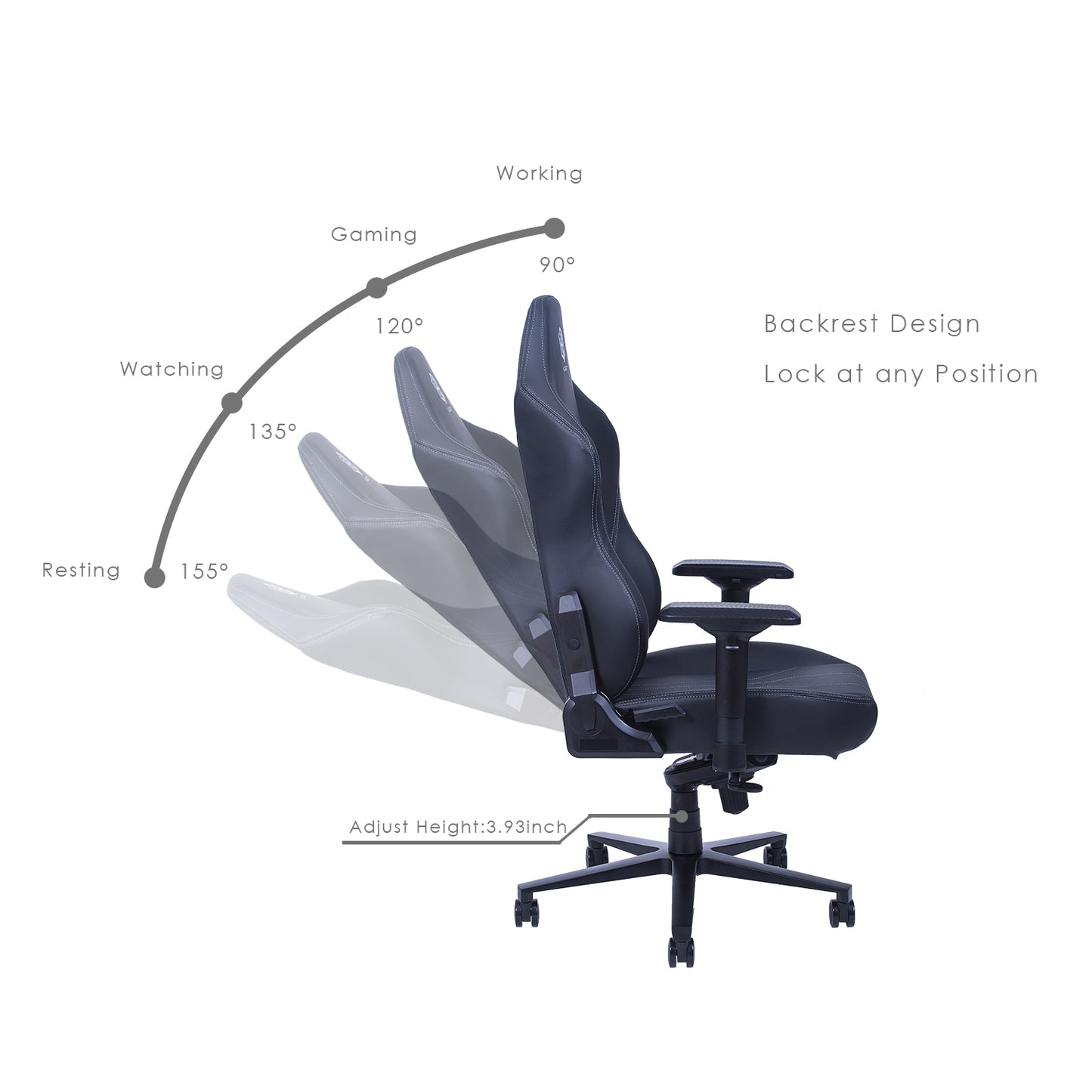 Hobot Noble Racing Gaming Chair PU Home Office Computer Chair 4D Adjustable Armrests