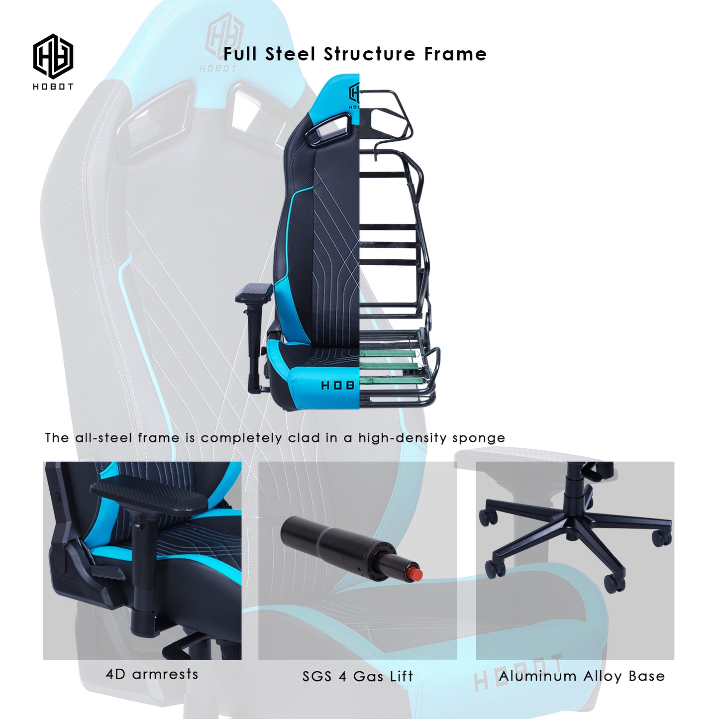 Hobot Flying Shark PU Gaming Chair with Wide Seat Heavy Duty  Chair Adjustable Home Chair